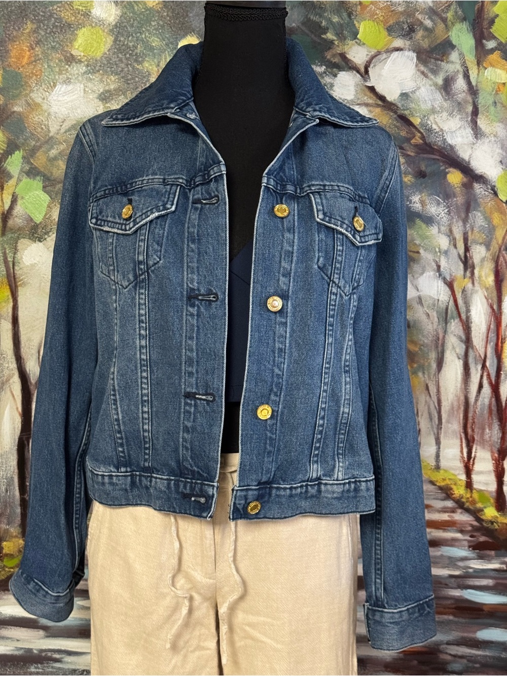 Michael Kors Denim Jacket Womens Small 100% Cotton Blue Button Front